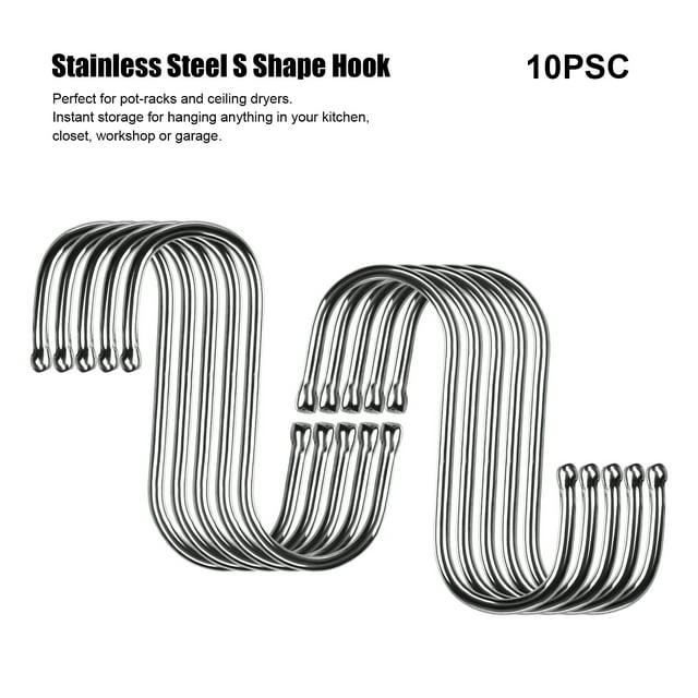 Gancho En Forma De S De 10 Uds., Ganchos Colgantes De Acero Inoxidable Magnético De Alta Resistencia Para Dormitorio, Baño, Cocina, Baño, Plateado seitruly HA024812-01