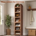 thumbnail image 5 of 76" Tall Narrow Arched Bookcase, 7-Teir Mid-Century Modern Bookshelf with Adjustable Shelves for Living Room, Home Office, Brown, 5 of 7