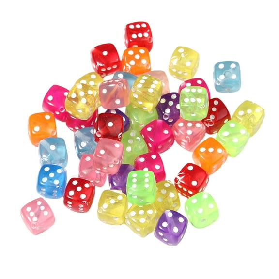 50 Pcs Board Game Dices Acrylic Dices Six Sided Dices Colorful Dices Loose Spacer Beads for Club Party
