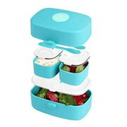 Stacking Bento Box Lunch Box 3 Compartments - Leakproof Bento Lunch Box - Microwave & Dishwasher Safe Bento Boxes for Kids - BPA-Free Bento Box for Portable Meals and Snacks
