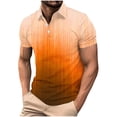 thumbnail image 2 of Men's Casual Shirts Gradient Summer Short Sleeve Contrast Collar Buttoned Tee Polo Shirt with Pocket Business Shirts Orange XL, 2 of 5