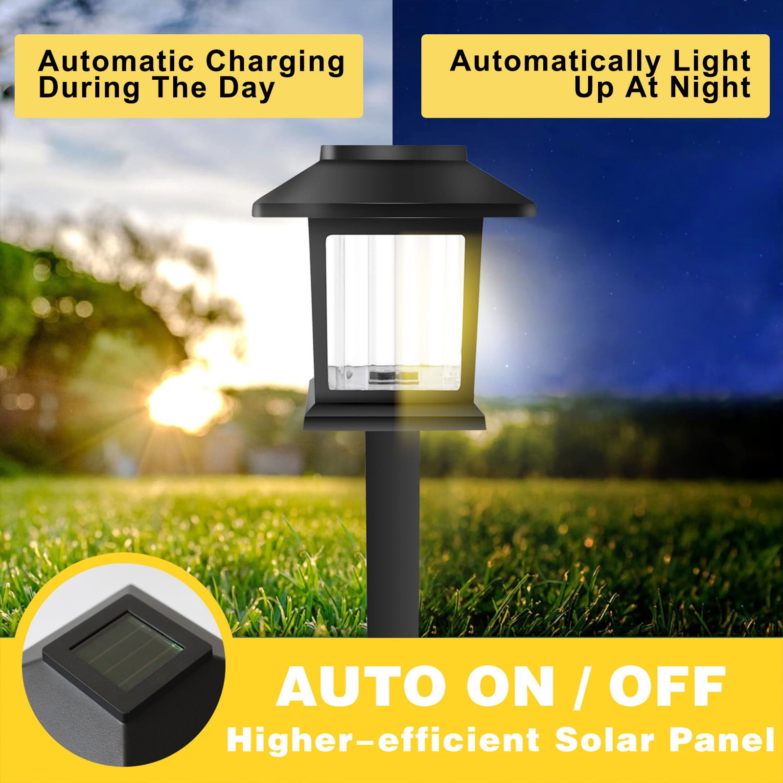 JilgTeok 4 Packs 2pcs Solar Lights Outdoor Waterproof LED Lighting Solar Powered Outdoor Lamps for Patio Yard Pathway Landscape Lighting Garden Decor
