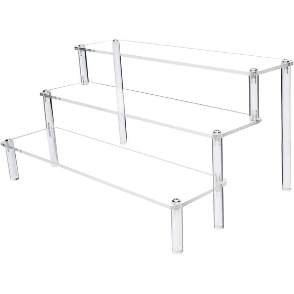 3 Tier Acrylic Riser Display Stand for Action Figure Display,Cupcake Holder,Clear Acrylic Riser Perfume Stand ,Display Shelf for Dessert,Toy,Collecibles,Lego,Makeup,Spics Jar Decoration and Organizer