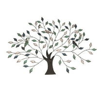 Zeckos Metal Tri Tone Leaves Birds in Branches Wall Décor 36 inch