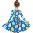 thumbnail image 7 of Xdegoge Happy Easter Dress for Kids Girls Cute Bunny Egg Basket Printed Tween Sundress Knee Length A Line Long Sleeve Spring Holiday Festival Outfit Casual School Party Wear for Teen, 7 of 7