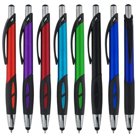 Stylus Pens - 2 in 1 Touch Screen & Writing Pen, Sensitive Stylus Tip - For Your iPad, iPhone, Nook, Samsung Galaxy & More - Assorted Colors, 8
