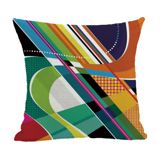 Throw Pillow Cover Abstract Chaotic Waves Rainbow Colors Decor Lumbar Pillow Case Cushion for Sofa Bed 18x18 Inch, 2 PCS Pattern 6