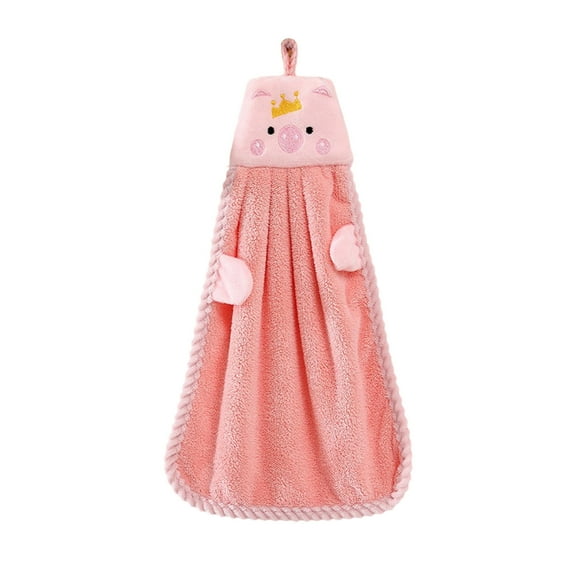 Hanging Hand Towels, Soft Velvety Cloth Towels, Cute Piglet Graphic Hand Towels with Rope Edge, Absorbent Quick-Dry Household Towels for Kitchen Bathroom Use, 38x28cm