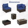 thumbnail image 3 of Costway 12 PCS Patio Wicker Sectional Sofa Set with 32" Propane Fire Pit Table Tank Holder Navy, 3 of 7