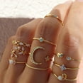 thumbnail image 4 of Geometric Gold Plated Knuckle Rings Set for Women - Fashion Alloy Statement Ring Set - European American Style, 4 of 6