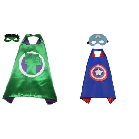 Captain America & Hulk Costumes - 2 Capes, 2 Masks with Gift Box by Superheroes