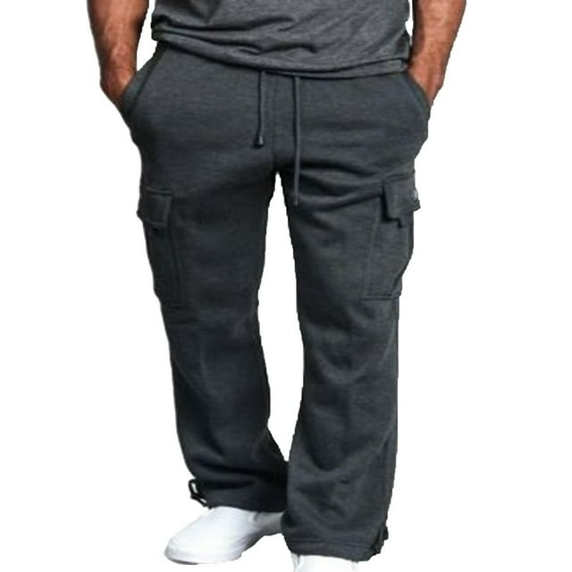 Pantalons de Survêtement à Jambes Droites avec Poches pour Hommes