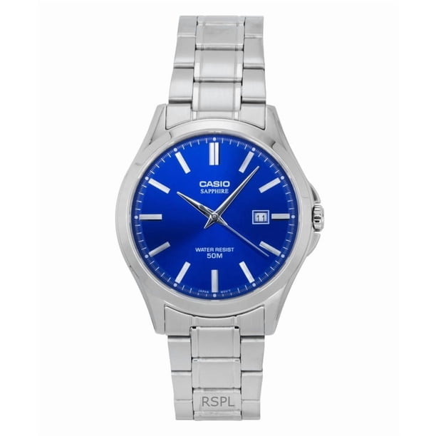 Casio Reloj Estándar Analógico de Acero Inoxidable con Esfera Azul de Cuarzo MTS-115D-2A1V para Hombre