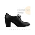 thumbnail image 3 of BLISSFUL STEP Pointy Toe Lace Up Block Heels Ankle Booties for Women Black 7, 3 of 6