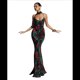 thumbnail image 3 of Vestido Maxi Ajustado de Verano para Mujer, con Tirantes y Estampado Floral, Ajustado, Sin Espalda para Fiestas y Clubes Negro L, 3 of 10