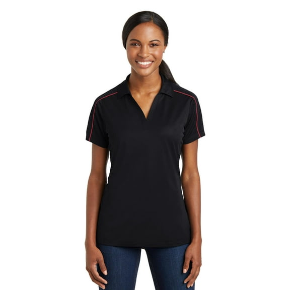Sport-Tek Micropique Piped Polo (LST653) Black/True Red, 2XL