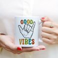 thumbnail image 3 of Coffee Mugs Good Vibes Shaka Hawaii Sign Retro Gifts for Surfing Lovers or Instructor, Surfer Coffee Lovers 11oz 15oz White Mug Christmas Gift, 3 of 7