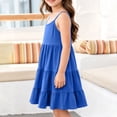thumbnail image 5 of LEKWK Girls Tiered Casual Dress Sleeveless Spaghetti Strap Swing Sundress Lightweight Flowy Ruffle Dresses Summer Fashion Beach Vacation Boho Clothes 3-14Y, 5 of 8