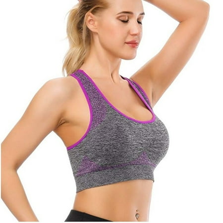 

Bras For Women Women s Seamless Flower Gray Contrasting Color Racer Back High Support Sports Yoga Bra Lingerie For Women