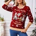 thumbnail image 4 of LUOGENLI Chandails pour Femmes Couleurs d'Automne Chandail de Noël Rouge pour Femmes Chandail de Noël Flocon de Neige pour Femmes Rouge Taille g, 4 of 9