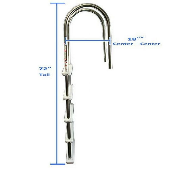 Aqua Select Stainless Steel in-Pool Ladder with Resin Steps | Stainless Steel Handrails | Fit Up to 54-in Deep Pools | 225 Lb Capacity