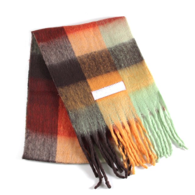 Bufanda de otoño e invierno con diseño de cachemira y cuadros de arcoíris, bufanda gruesa con barba para mujer, chal cálido, bufanda de moda