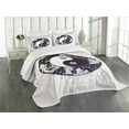 thumbnail image 3 of Ambesonne Peace Quilted Bedspread Set 3 Pcs, Ying Yang Boho Art, King Size, Black White Beige, 3 of 5