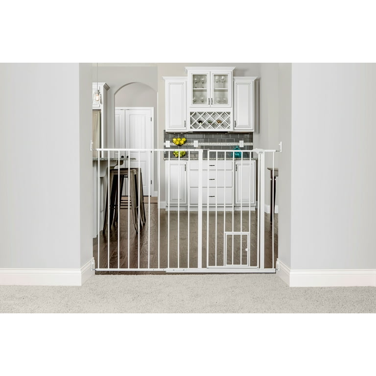 Carlson Maxi Extra Tall Pet Gate 38 H x 51 58 W Includes Small Pet Door White Walmart