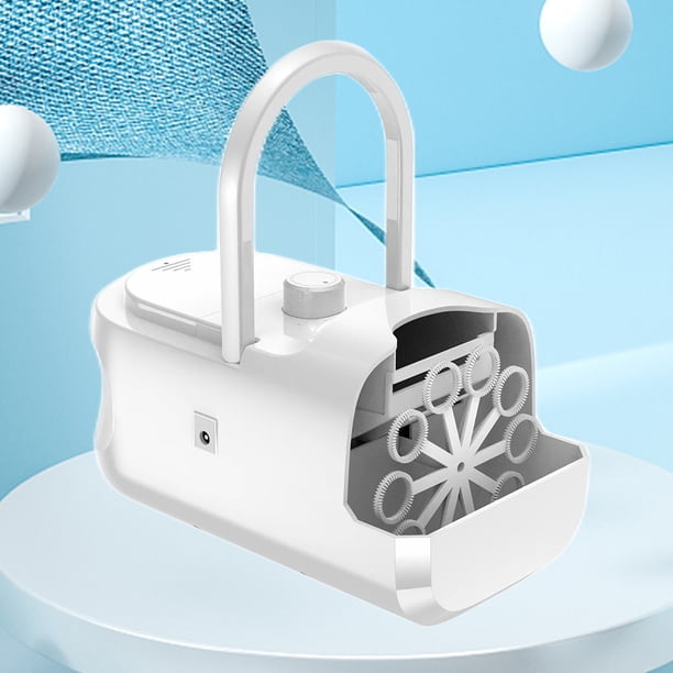 Soplador de burbujas eléctrico, juguetes de burbujas automáticos de 2 velocidades, juguete para niños pequeños (blanco)
