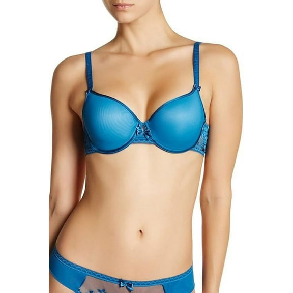 Chantelle Lace Trim Padded Bra, 32C - Myrte Blue
