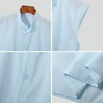 thumbnail image 5 of Men's Summer Button Up Tank Tops Collarless Casual Solid Color Sleeveless Shirts, 5 of 5
