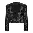 thumbnail image 6 of HAPIMO Women's Solid Color Coat Open Front Cardigans Fall Casual Blazer Wedding Party Evening Fashion Loose Sequins Jackets Long Sleeve Outwear Winter Outfits Black XXL, 6 of 7
