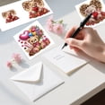 thumbnail image 4 of 6pcs Diamond Painting Kit Greeting Cards, Heart Bear Design 5D Handmade Art Birthday Holiday Cards with Envelopes, Christmas Gift, 4 of 7