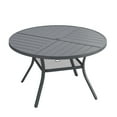 thumbnail image 6 of Vicllax Outdoor Patio Dining Table Dia.47" Slatted Tabletop Metal Frame with Umbrella Hole, Gray, 6 of 7