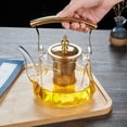 thumbnail image 4 of Langgg Glass Teapot Copper Handle 33 oz Boiling Tea Kettle for Home Flowering Tea, 4 of 9