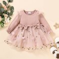 thumbnail image 2 of Huanglei Kids Toddler Baby Girls Long Ruffled Sleeve Ribbed Bowknot Tulle Dress Princess Dress Outfits, 2 of 6