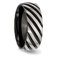 thumbnail image 4 of Stainless Steel Engravable 8mm Black Plated Swirl Brushed and Polished Band Ring Size 9 Jewelry Gifts for Women, 4 of 6