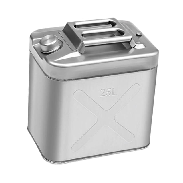 Tanque de almacenamiento de agua de emergencia, jarra de combustible de acero inoxidable resistente para exteriores 25 litros