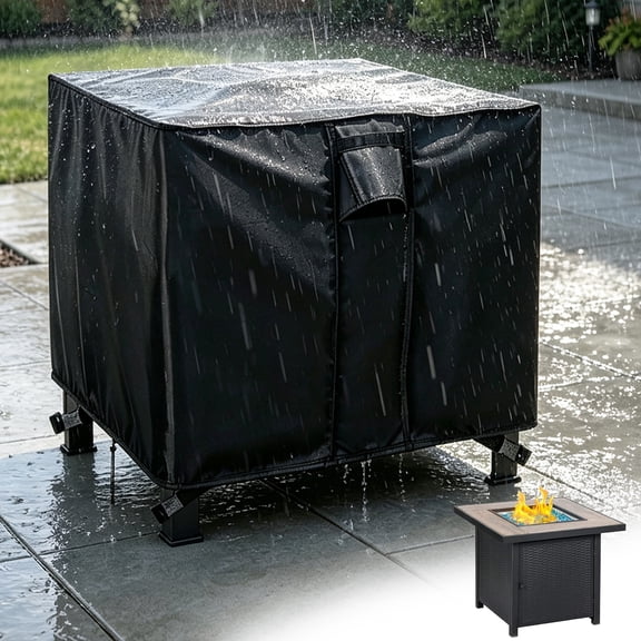 Fire Pit Cover, Dust & UV Resistant Protector with Adjustable Drawstring, Universal Fit for Outdoor Gas Fire Pit(39"x22"x65")