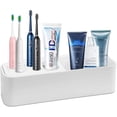 thumbnail image 1 of Organizador de tocador de baño para portacepillos de dientes, compartimentos desmontables montados en la pared, organizador de encimera que ahorra espacio y es fácil de limpiar (diseño higiénico), 1 of 8
