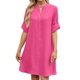 thumbnail image 2 of Vestido Camisero de Verano para Mujer, Informal, de Corta, con Botones y Cuello en V, Talla Grande Rosa Roja M, 2 of 6