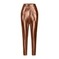 thumbnail image 4 of Jalioing Women's Ankle Length Pant Skinny High Waist Pants Solid Color Zipper Leggings with Pockets (Medium, Bronze), 4 of 6