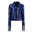 thumbnail image 6 of Women's Disco Sequins Fringe Jacket Fashionable Casual Country Western Style Outerwear Trendy Party Wear, 6 of 7