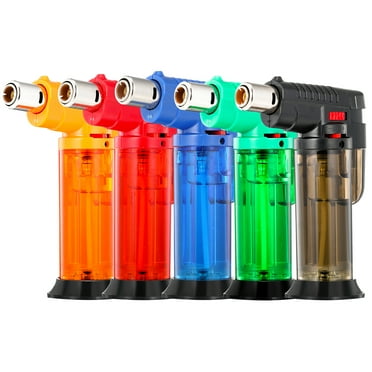 Ambrogio.L 5 Pack Jet Torch Lighter,Butane Refillable Gas Lighter Windproof Blow Torch Lighters for Candle,Camping Fireplace,BBQ,Grill Kitchen Use (Gas Not Inlcuded)