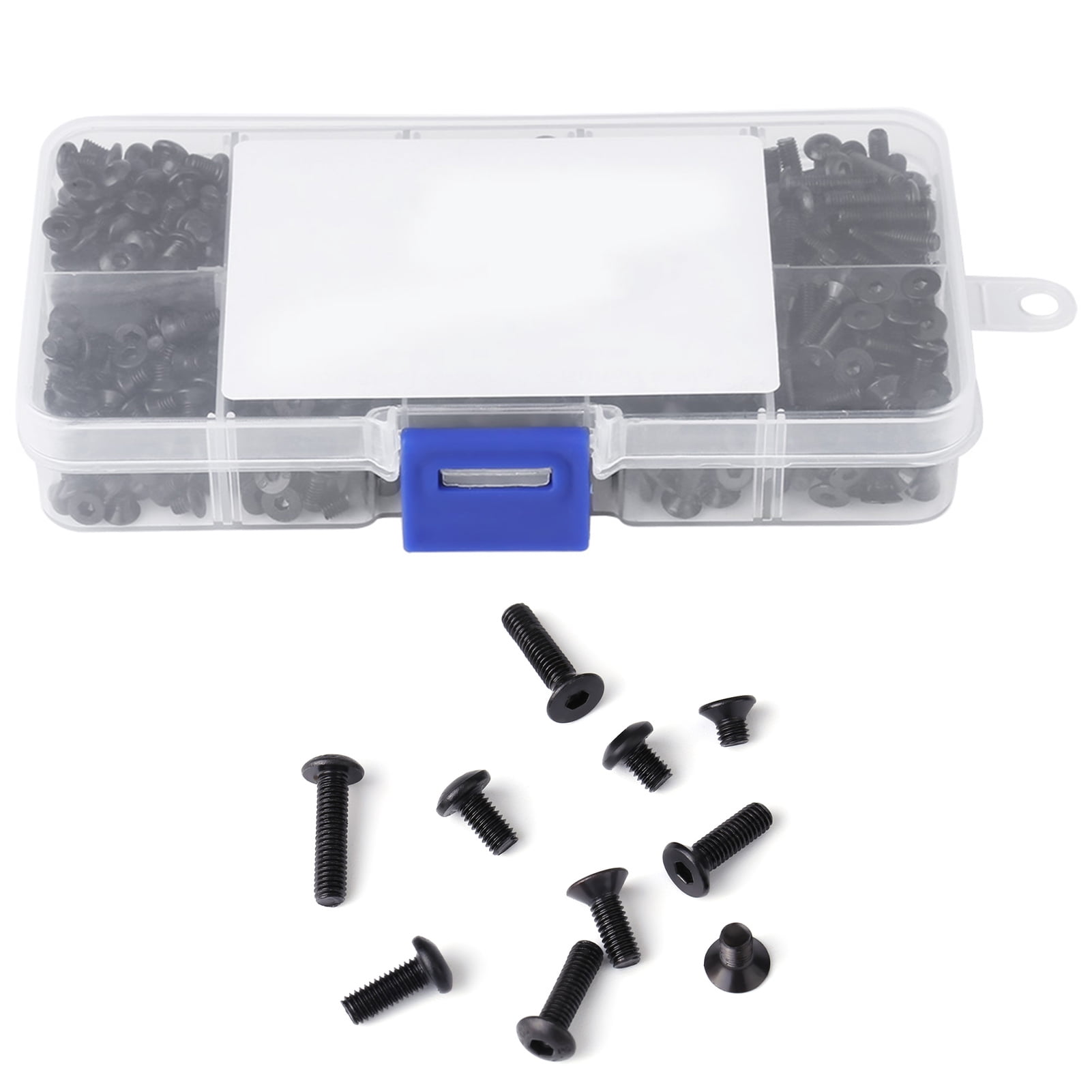 Corrosion,Resistant Hex/Flat Head Screw Set , Organized in Plastic Box, M3