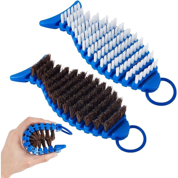 2 Pcs 2 Colors Barbell Brush Barbell Cleaning Kit Nylon Brushes Weightlifting Bar Flexible Cleaner Rust Chalk Remover for Strength Training Bars Dumbbells Weight Trays Exercise Equipment