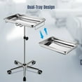 thumbnail image 2 of Yescom Mayo Stand with 2 Pack Trays Adjustable Height 31"-48" Stainless Steel with Handle Lockable Wheels Trolley, 2 of 9