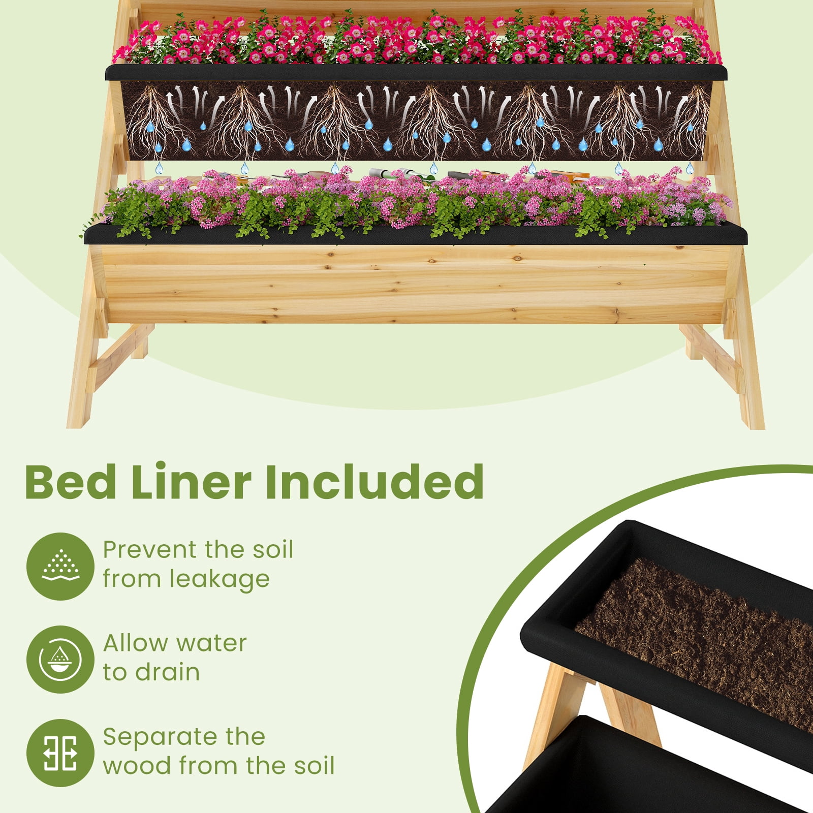 Costway 3-Tier Raised Garden Bed Storage Shelf Garden Planter for Flowers
