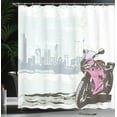 thumbnail image 4 of Ambesonne Cityscape Shower Curtain, Motorbike by River, 69"Wx70"L, Pink Black, 4 of 5