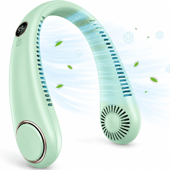 NIUTA® Portable Neck Fan, 4000mAh Rechargeable Bladeless Neck Fan, Hands-Free Wearable Personal Fan with 3 Speeds, Type-C USB Charging for Travel, Outdoor, Office, Walking, Green
